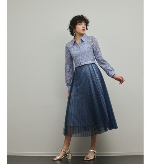 GRACE CONTINENTAL「コードレースプリーツワンピース」|ワンピース|