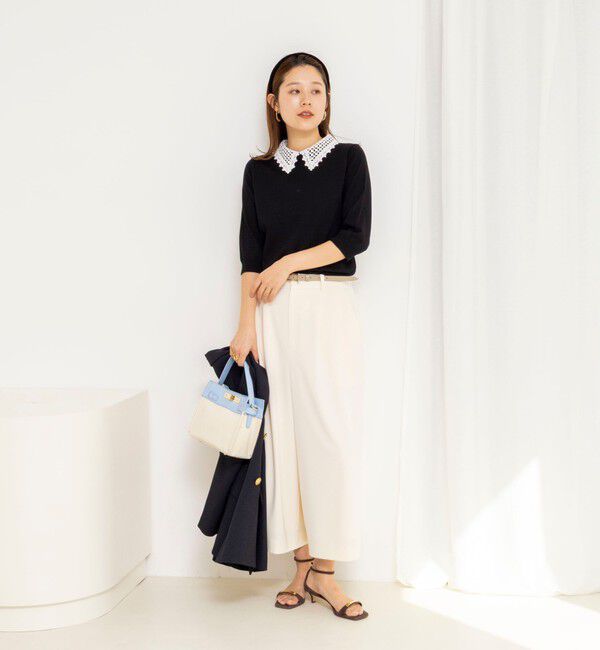 NOLLEY'S「【WEB＆一部店舗限定カラー】《手洗い可能》襟レース取り外し6分袖プルオーバー」|ニット・セーター|