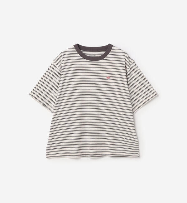 DANTON「DANTON | コットン天竺 ボーダー ショートTシャツ WOMEN」|Tシャツ・カットソー|ECRU系1