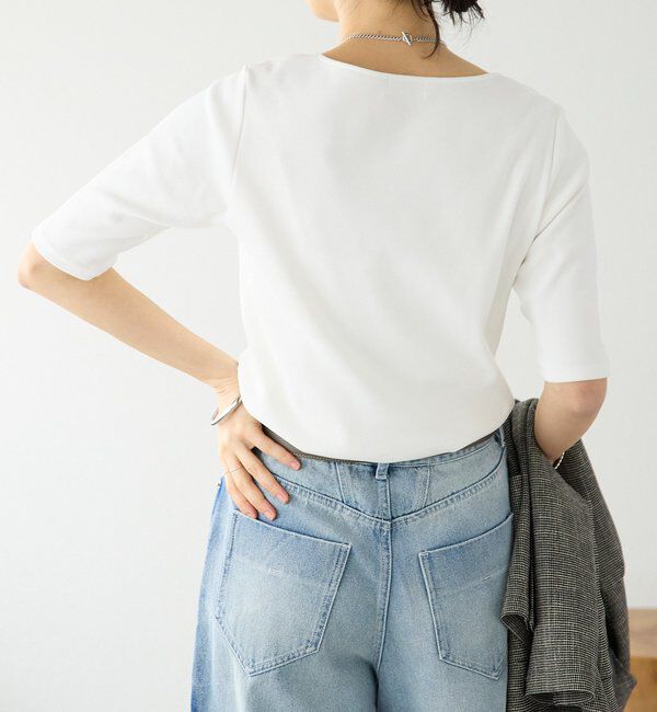  「【接触冷感/透湿/紫外線防止/洗濯機洗い可/綿100%】5分袖フライスTee」|Tシャツ・カットソー|