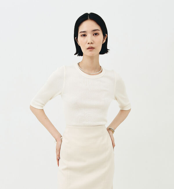 The Store by C' 「【COCUCA】ウォッシャブルシルクリブプルオーバー」|Tシャツ・カットソー|