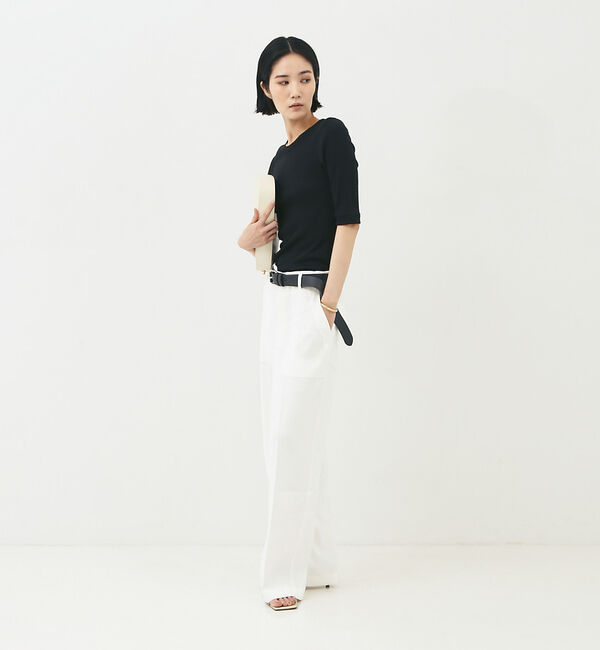 The Store by C' 「【COCUCA】ウォッシャブルシルクリブプルオーバー」|Tシャツ・カットソー|