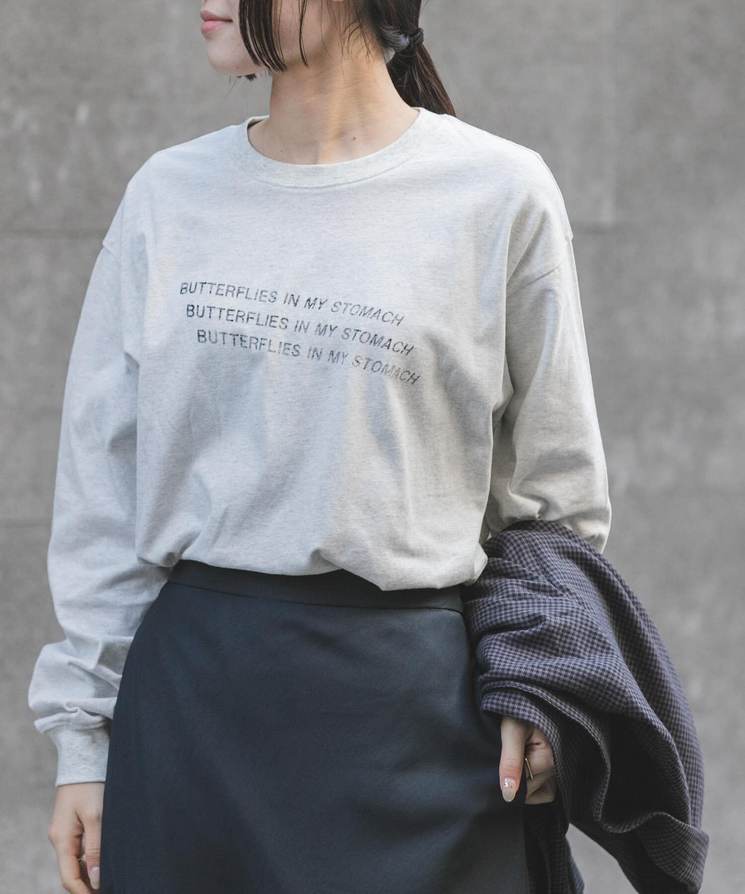URBAN RESEARCH DOORS「FORK&SPOON　ピグメントプリントロングスリーブTシャツ」|Tシャツ・カットソー|グレー系その他