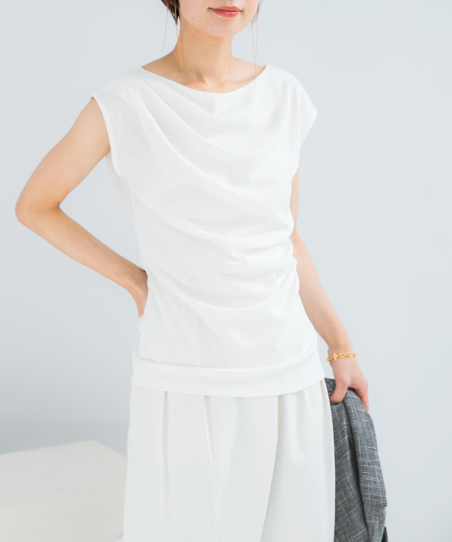 URBAN RESEARCH ROSSO「クールタッチ デザインドレープカットソー」|Tシャツ・カットソー|