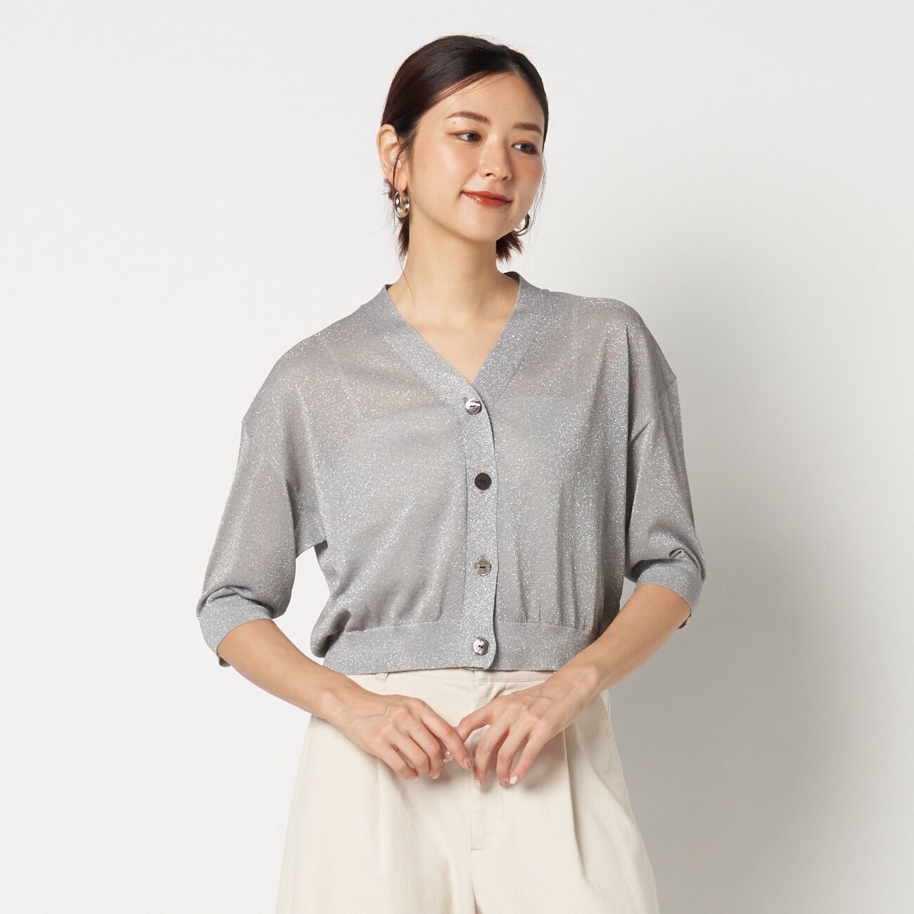  「three dots HALF SLEEVE CARDIGAN」|ニット・セーター|
