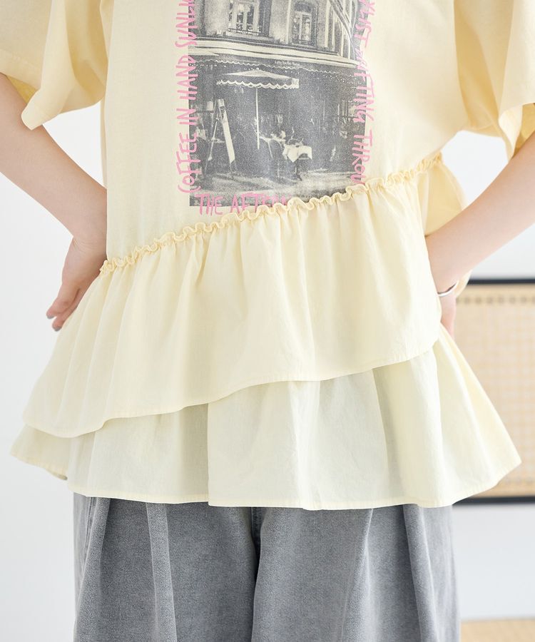 earth music&ecology「異素材ドッキンググラフィックTシャツ」|Tシャツ・カットソー|
