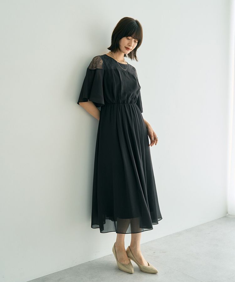YECCA VECCA「レース切替シフォンドレス」|ワンピース|