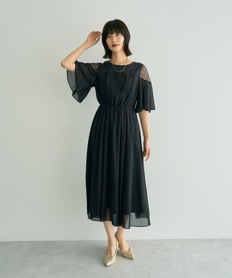 YECCA VECCA「レース切替シフォンドレス」|ワンピース|