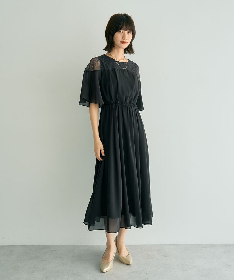 YECCA VECCA「レース切替シフォンドレス」|ワンピース|