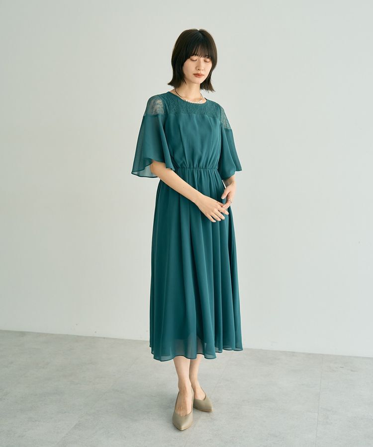 YECCA VECCA「レース切替シフォンドレス」|ワンピース|