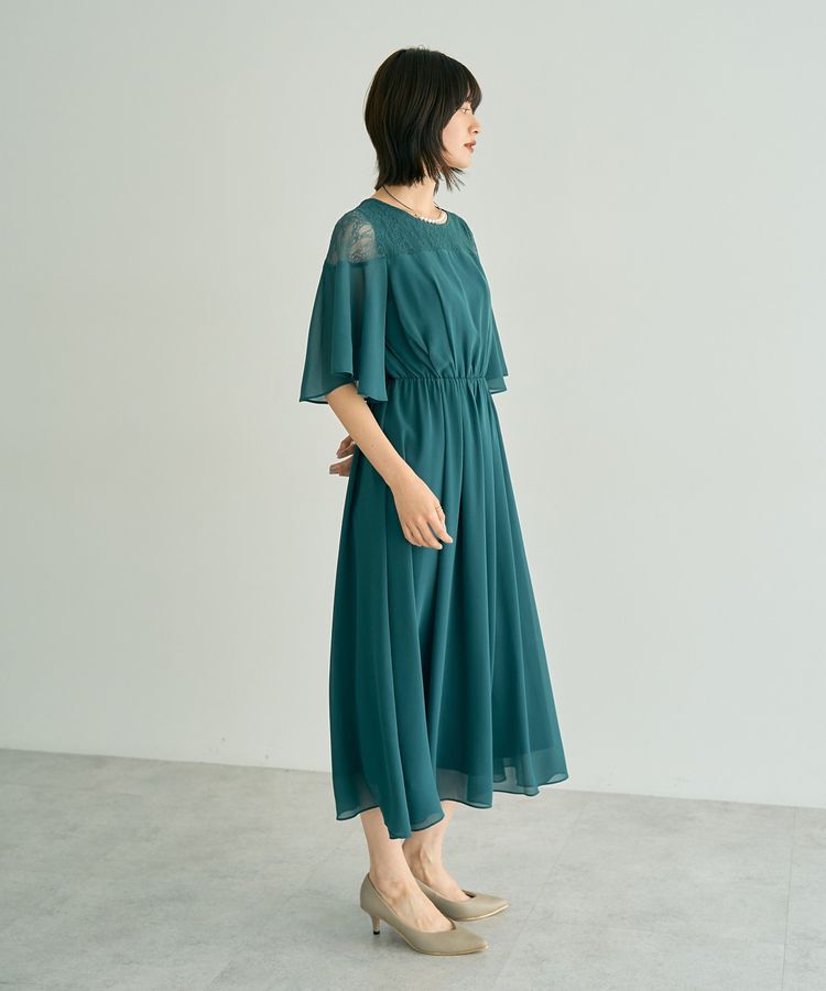 YECCA VECCA「レース切替シフォンドレス」|ワンピース|