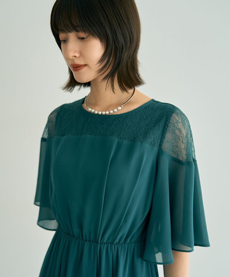 YECCA VECCA「レース切替シフォンドレス」|ワンピース|