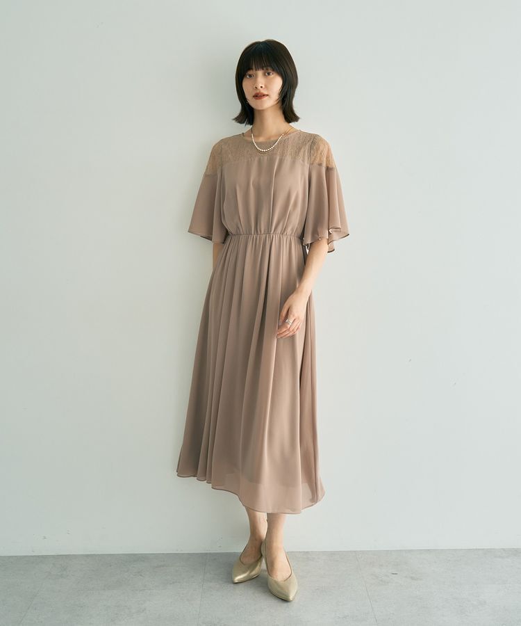YECCA VECCA「レース切替シフォンドレス」|ワンピース|