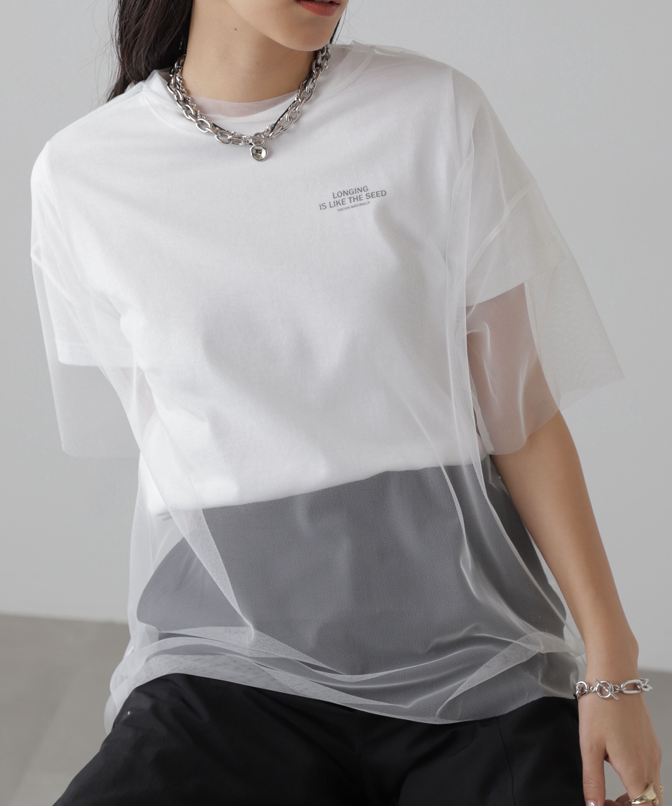  「チュール&times;ロゴTシャツ」|Tシャツ・カットソー|