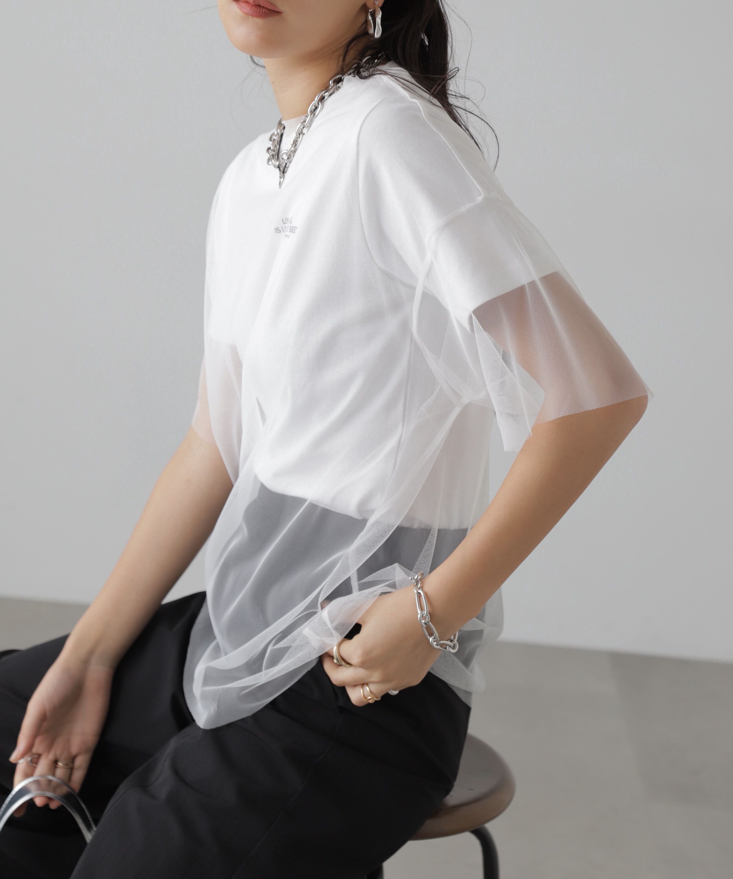  「チュール&times;ロゴTシャツ」|Tシャツ・カットソー|