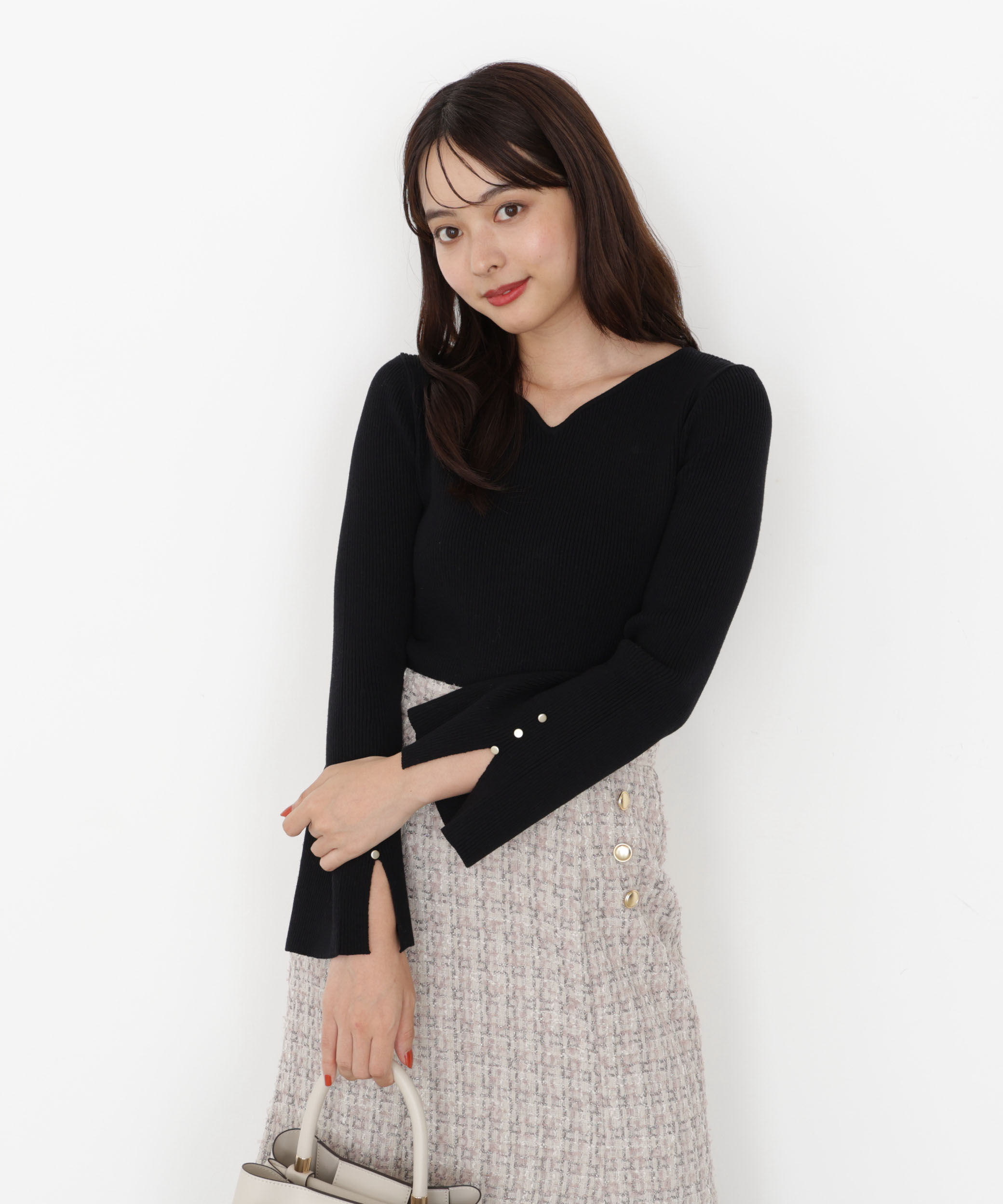 PROPORTION BODY DRESSING「＜ハンドウォッシャブル＞ハートカットリブニット 25AW」|ニット・セーター|ブラック