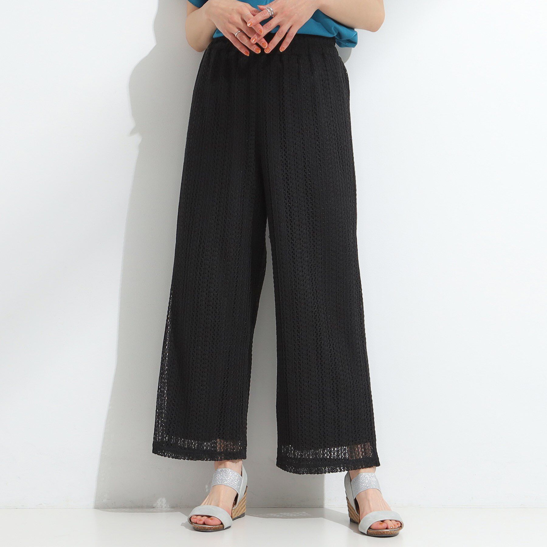 SHOO･LA･RUE「【S-LL】クロシェ風レースイージーワイドパンツ」|その他|