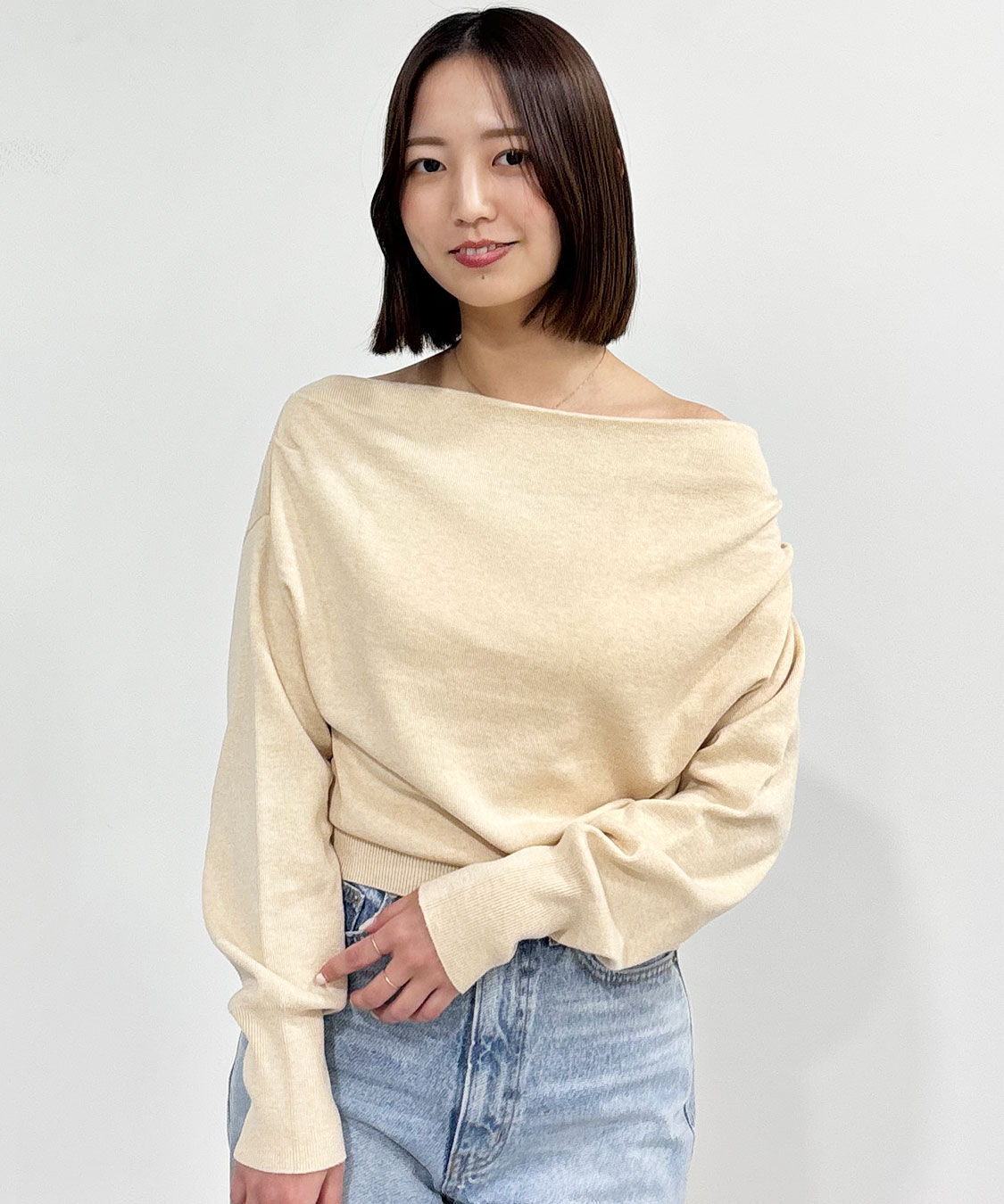 COCO DEAL「ドレープオフショルニット」|ニット・セーター|ベージュ