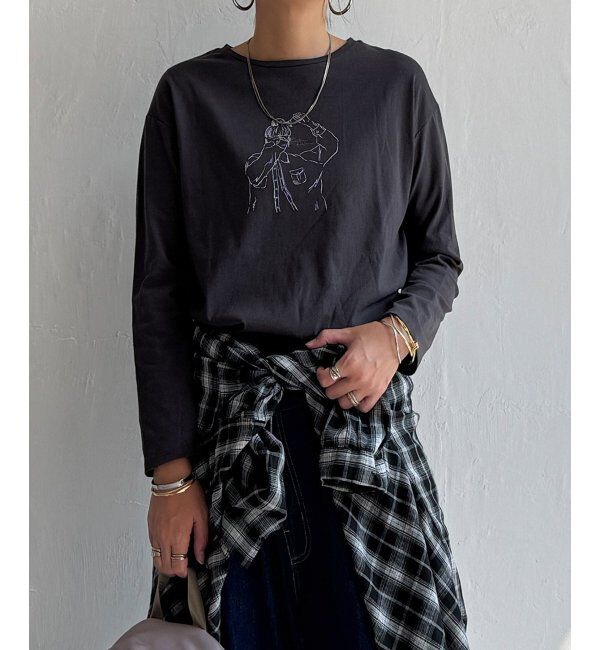 Lbc with Life「Girlプリントロゴ刺繍ロンT」|Tシャツ・カットソー|