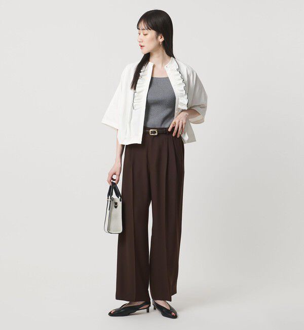 UNITED ARROWS「P 2タック ワイドパンツ ‐吸水速乾 帯電防止 接触冷感 ウォッシャブル‐」|スラックス|