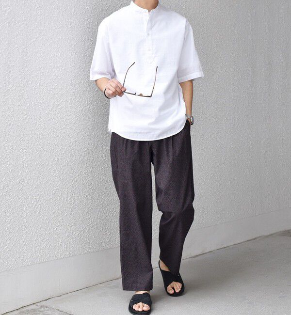 SHIPS any「SHIPS any: BEZ TEXTILE マルチカラー ストライプ/ソリッド バンドカラー プルオーバー シャツ◇」|シャツ・ブラウス|