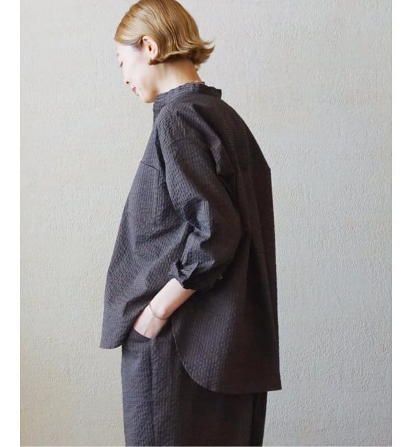 journal standard luxe「サッカー スタンドカラーシャツ」|シャツ・ブラウス|ブラウン