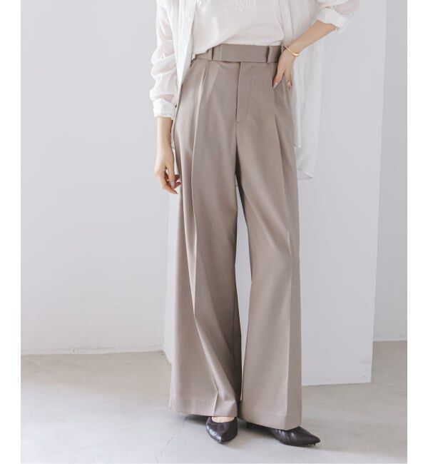 NOBLE「《追加予約》エステルツイルストレッチスラックスパンツ」|スラックス|ベージュ B