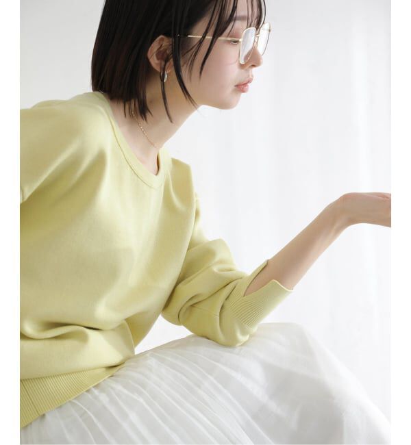  「《追加3》【洗える】接結クルーネックプルオーバー」|ニット・セーター|イエロー