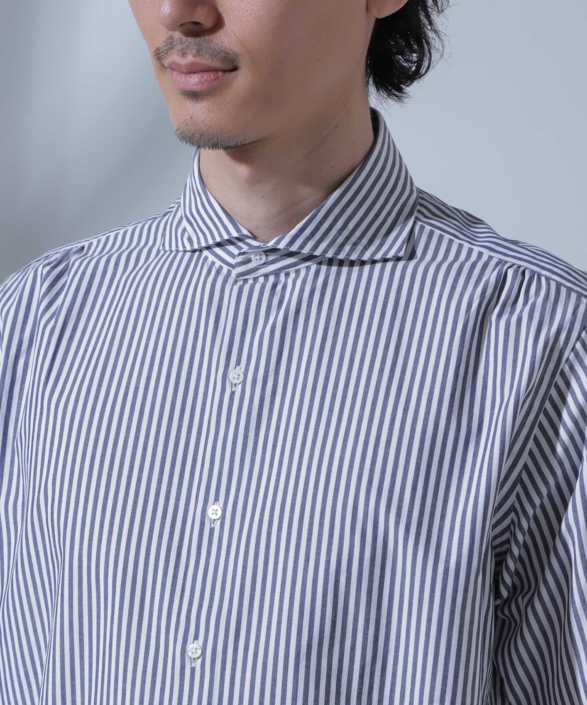 nano･universe「「N SHIRTS」AntiSoaked(R)汗染み防止ホリゾンタルカラーシャツ半袖」|シャツ・ブラウス|