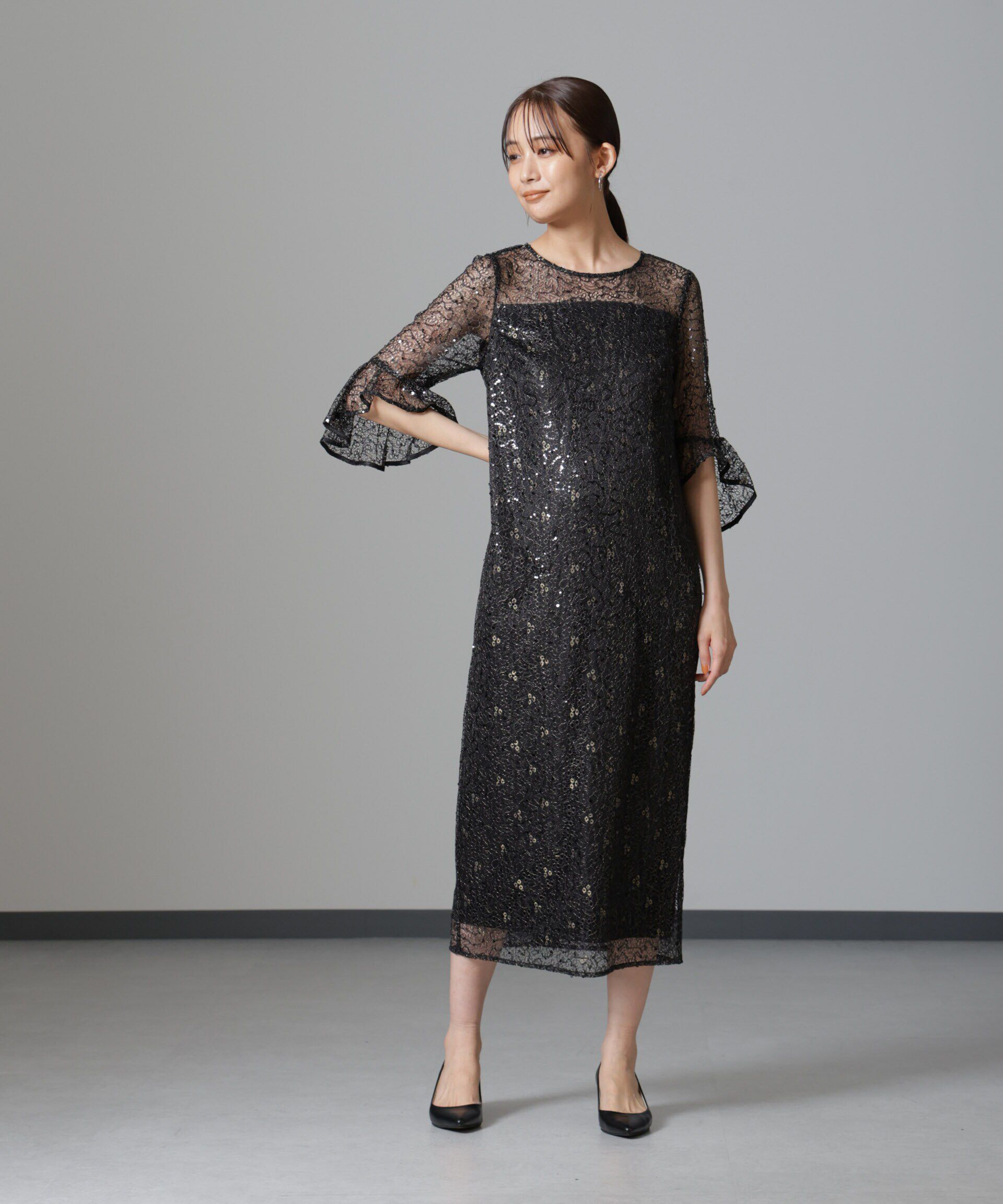 nano･universe「troisiemechaco/SPANGLE LACE ワンピース」|ワンピース|