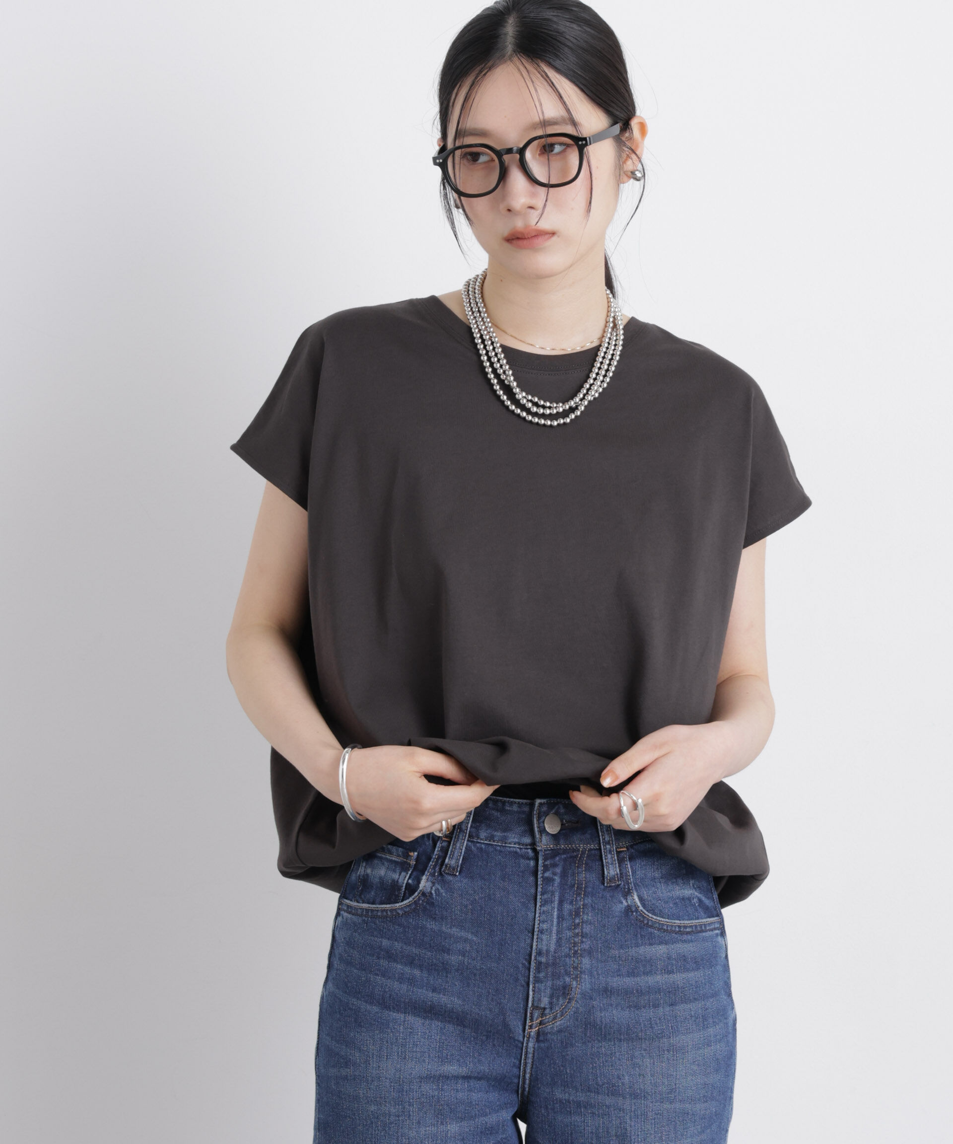 nano･universe「NANOFINE ドロストヘムカットトップス」|Tシャツ・カットソー|