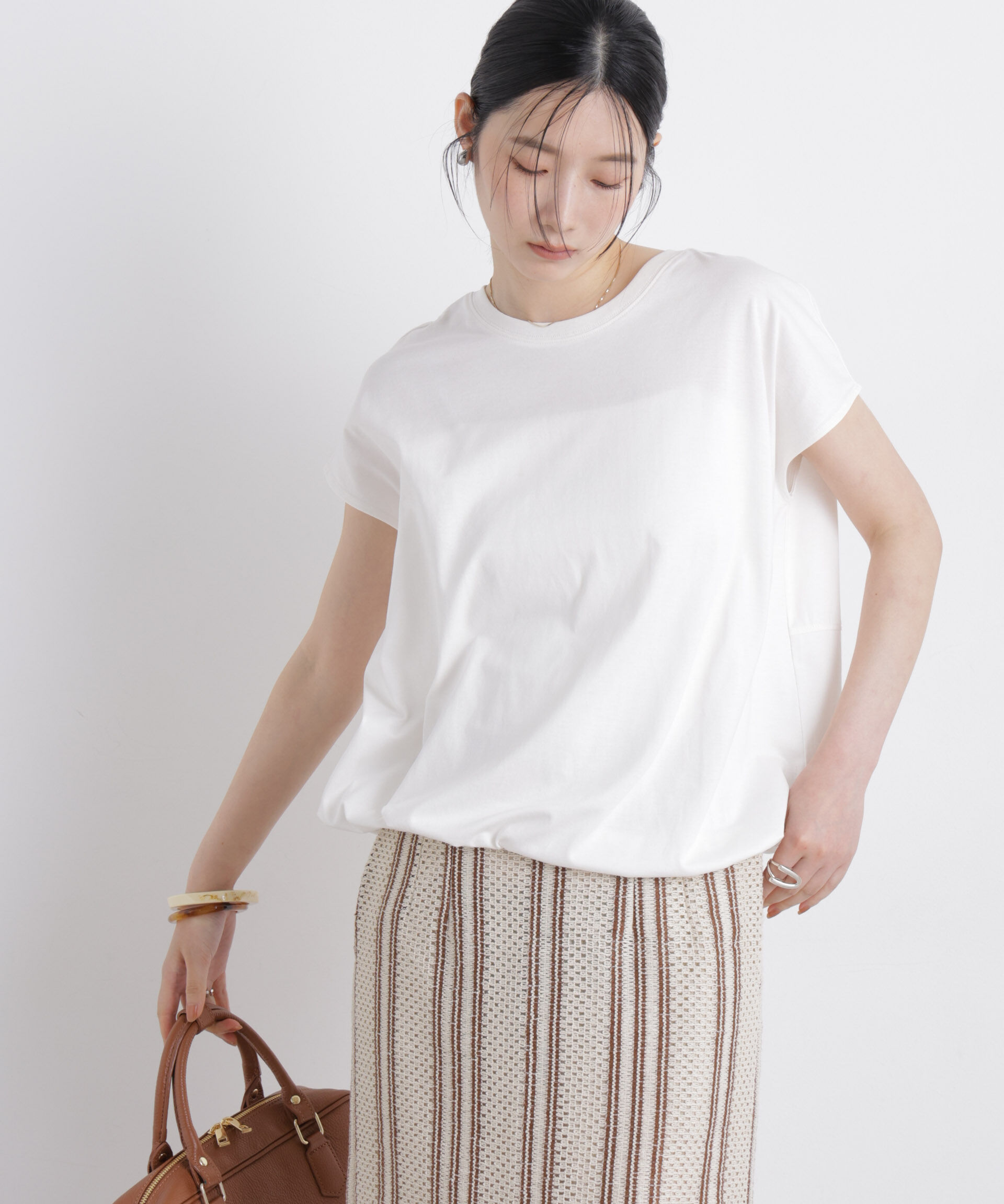 nano･universe「NANOFINE ドロストヘムカットトップス」|Tシャツ・カットソー|