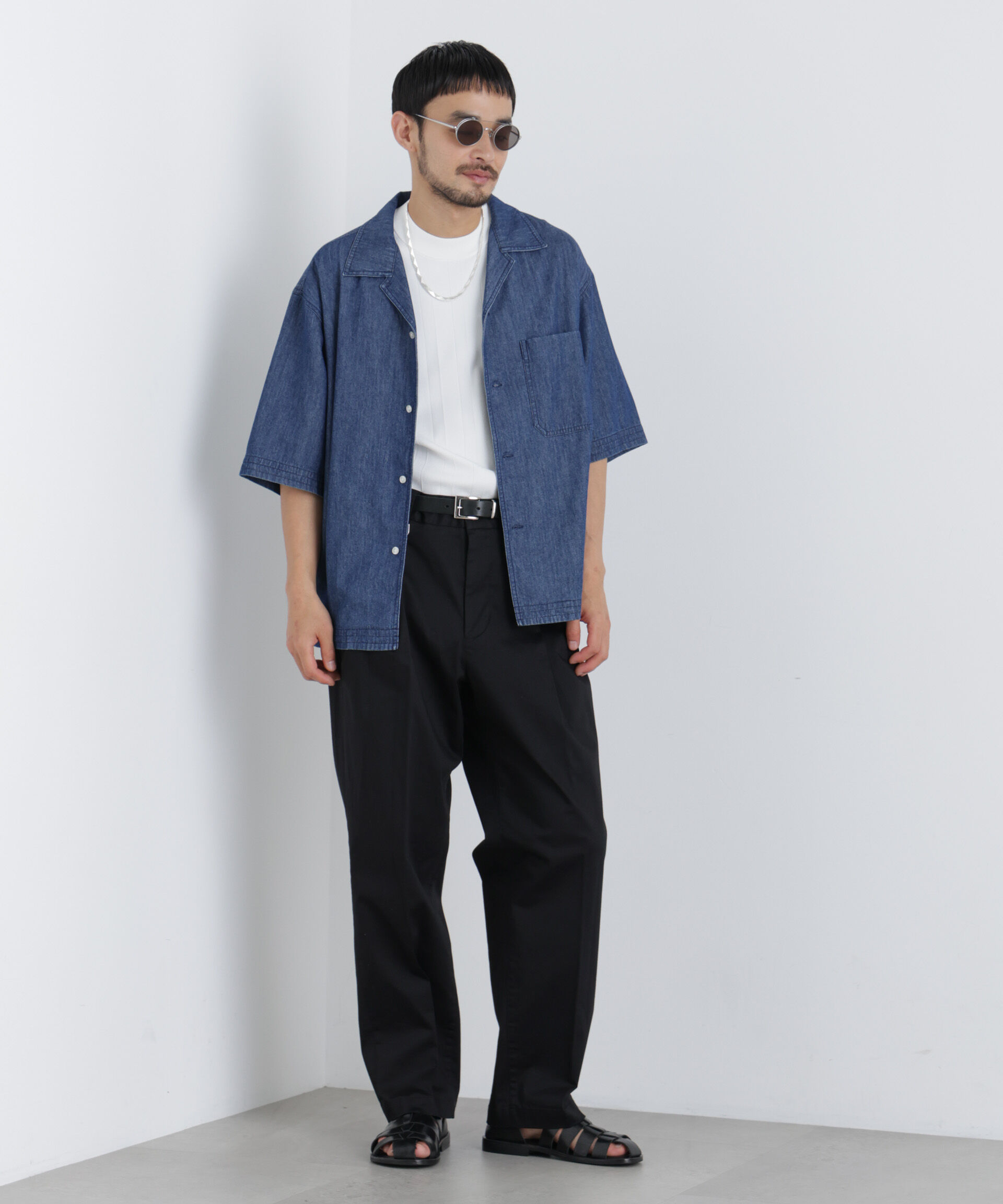 nano･universe「NewOnTrousers ウォッシュサテンWIde テーパー」|チノ|