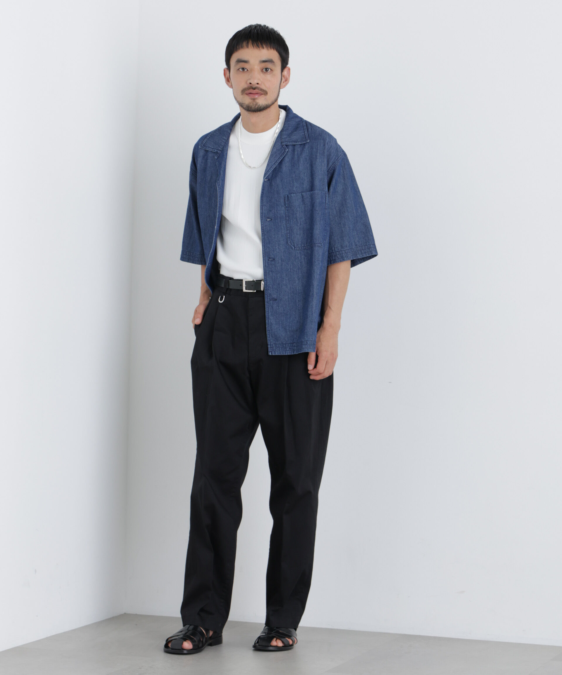nano･universe「NewOnTrousers ウォッシュサテンWIde テーパー」|チノ|
