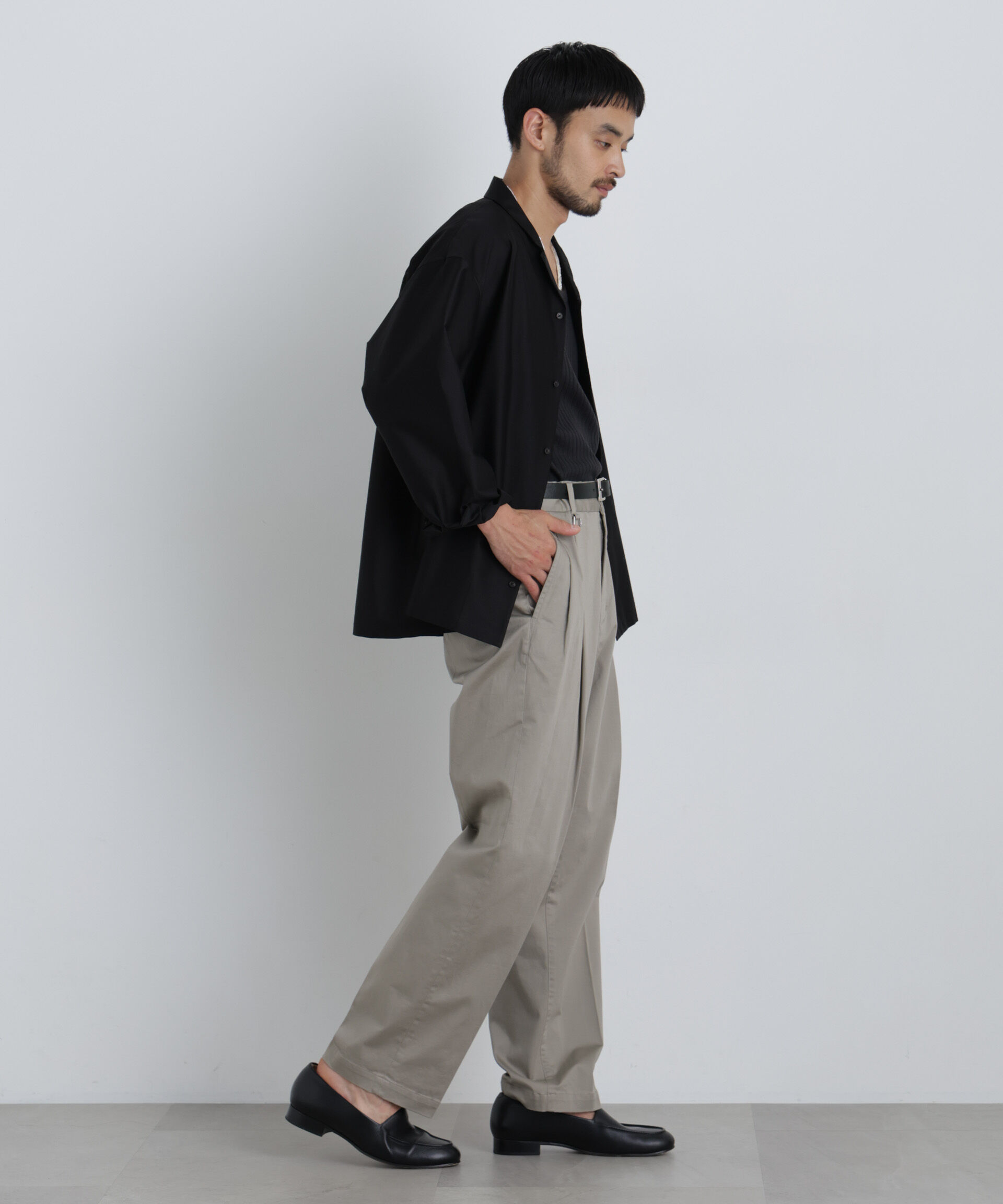 nano･universe「NewOnTrousers ウォッシュサテンWIde テーパー」|チノ|