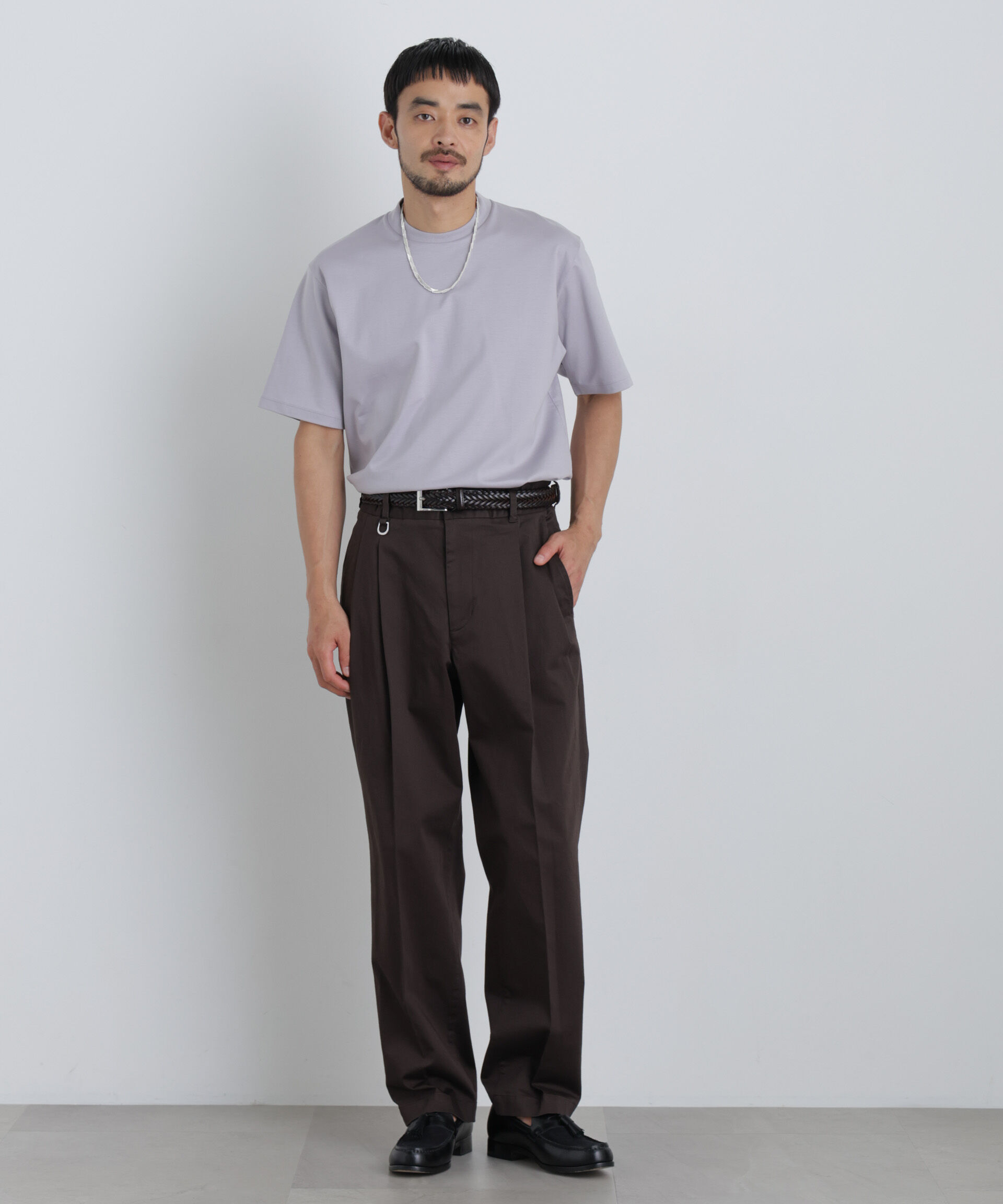 nano･universe「NewOnTrousers ウォッシュサテンWIde テーパー」|チノ|