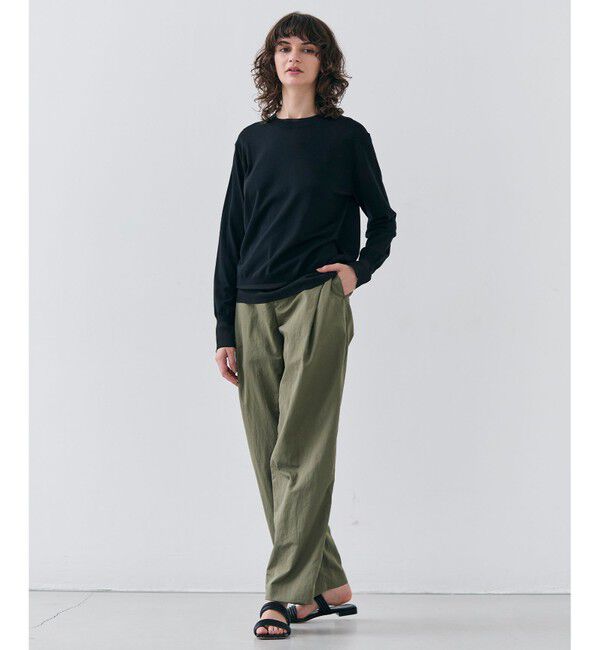 BEIGE,「【洗える】JULIE / シルク混クルーネックシアートップス」|ニット・セーター|