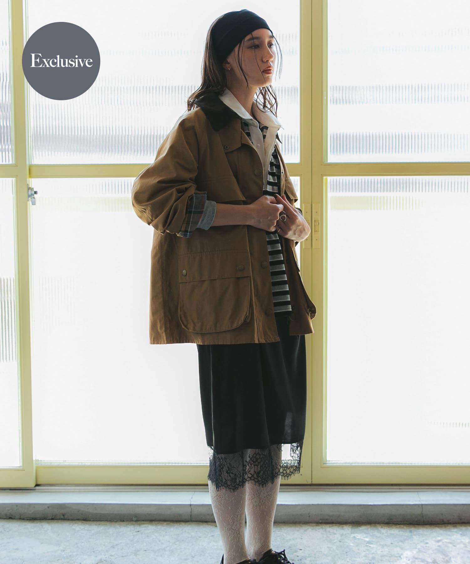 URBAN RESEARCH「『別注』Barbour / URBAN RESEARCH　BEDALE」|ノーカラーコート|ベージュ