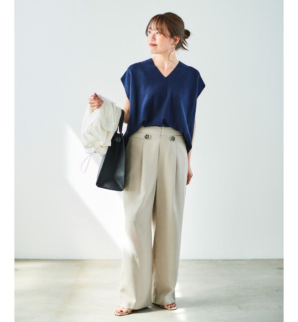 le.coeur blanc「リネンライクツイルワイドパンツ」|その他|