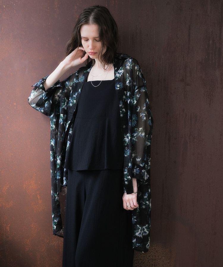 YECCA VECCA「フラワー柄シアーロングシャツ」|シャツ・ブラウス|