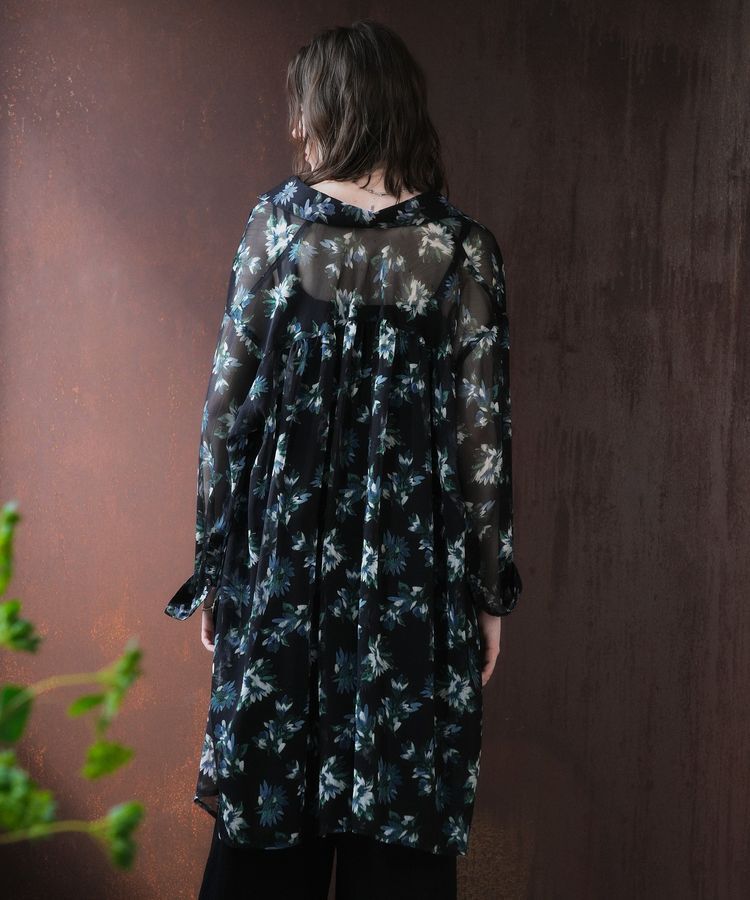 YECCA VECCA「フラワー柄シアーロングシャツ」|シャツ・ブラウス|