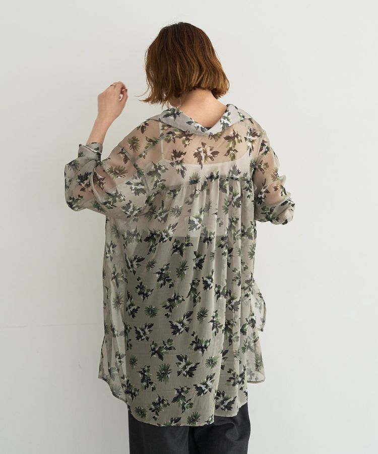YECCA VECCA「フラワー柄シアーロングシャツ」|シャツ・ブラウス|