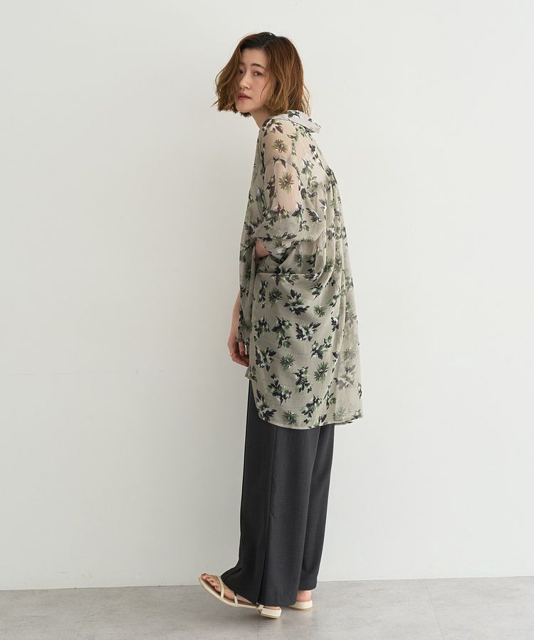 YECCA VECCA「フラワー柄シアーロングシャツ」|シャツ・ブラウス|