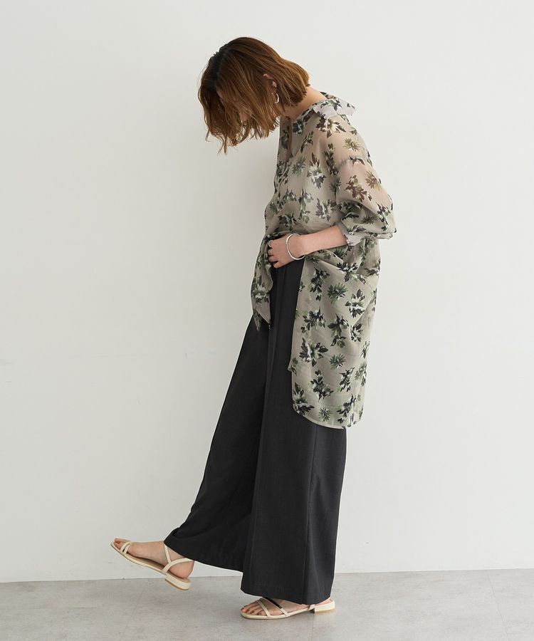 YECCA VECCA「フラワー柄シアーロングシャツ」|シャツ・ブラウス|