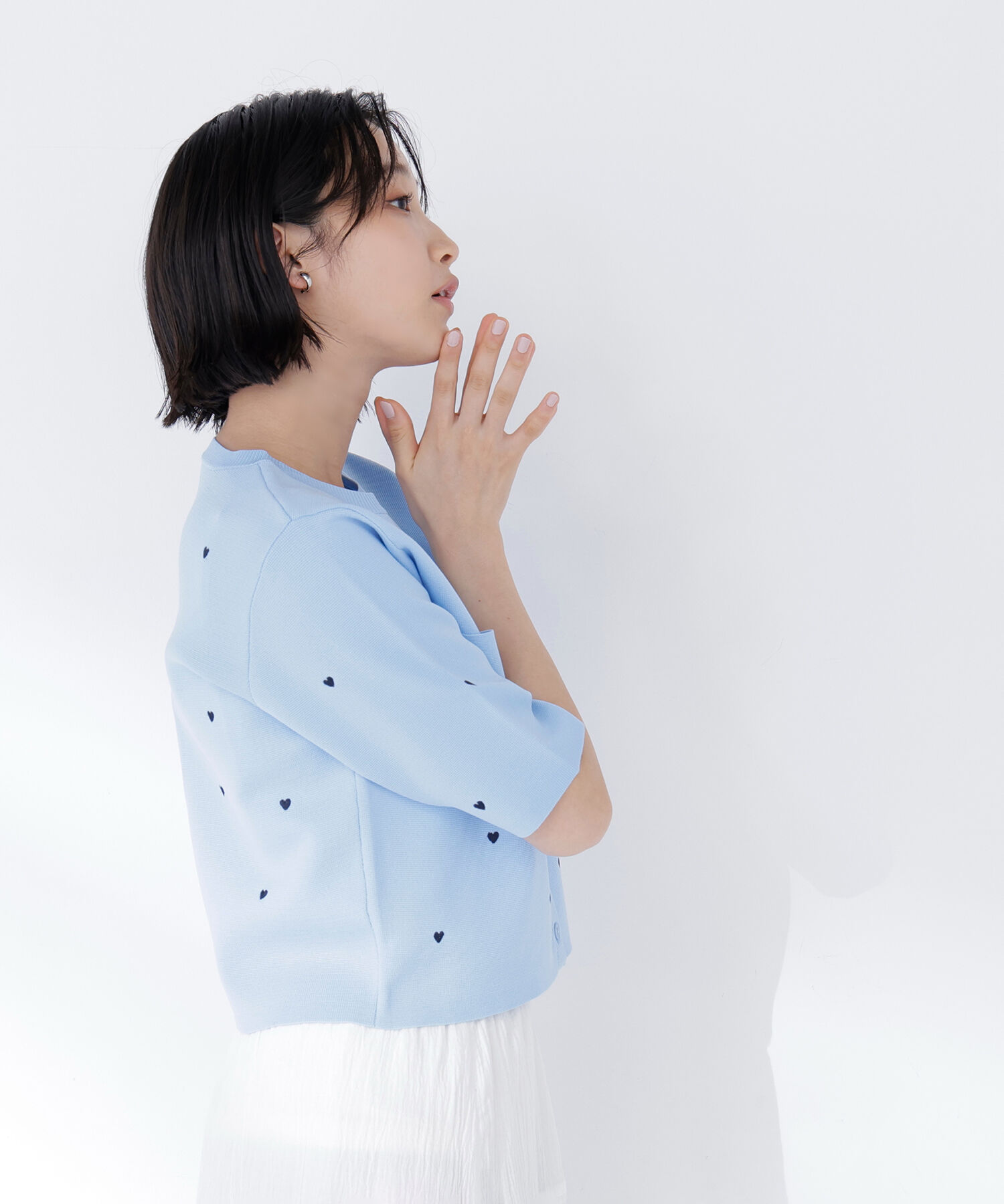  「<Oggi.jp掲載>ハート刺繍ニットジャケット」|ニット・セーター|