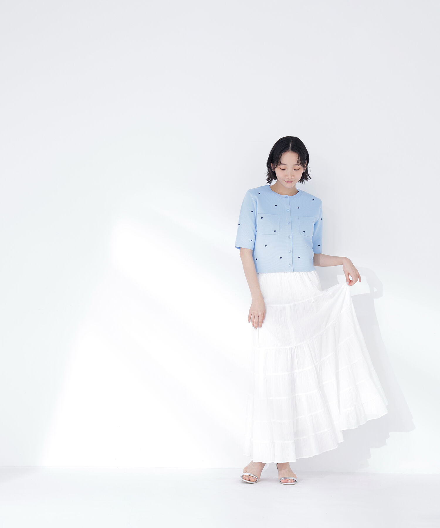  「<Oggi.jp掲載>ハート刺繍ニットジャケット」|ニット・セーター|
