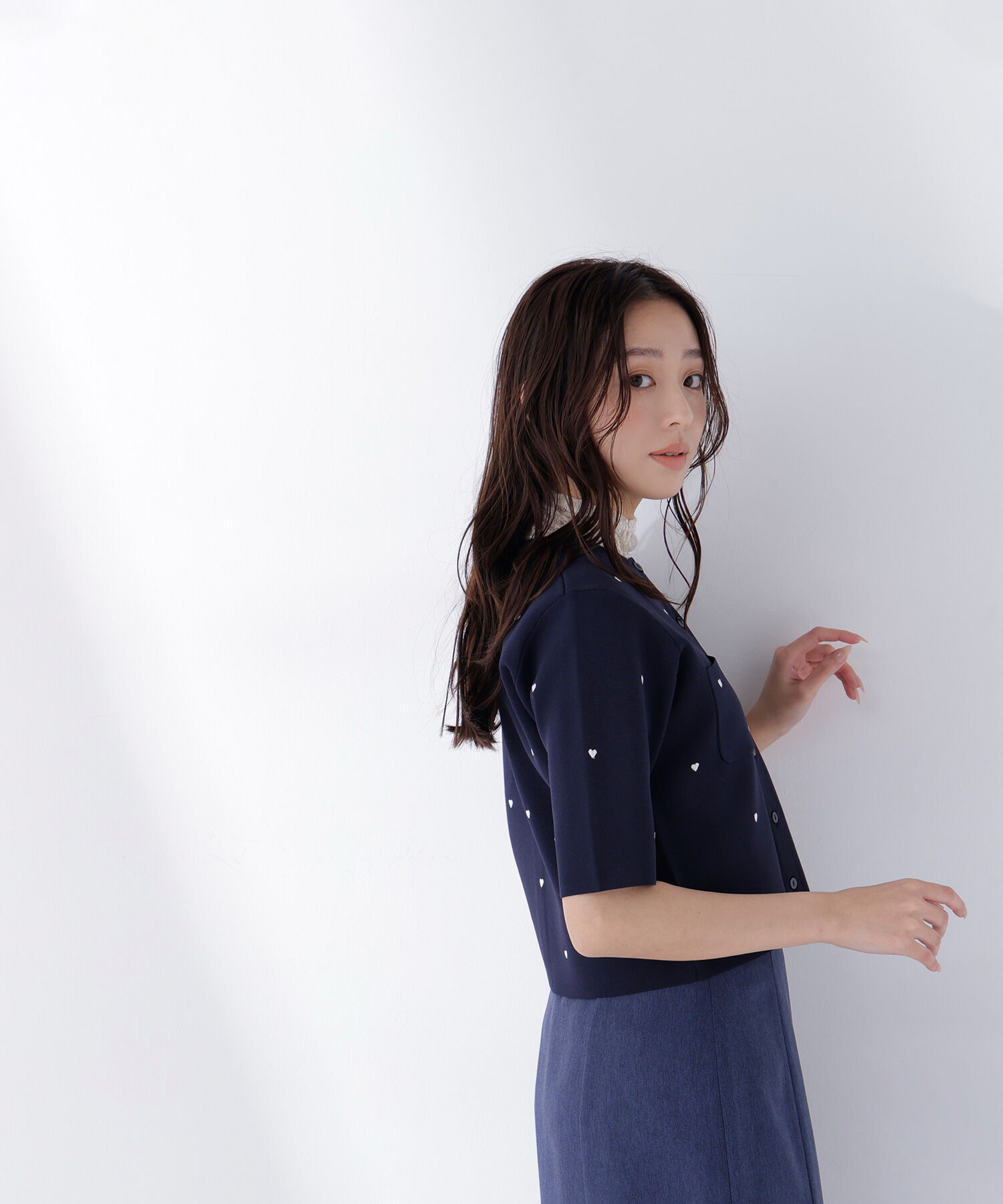  「<Oggi.jp掲載>ハート刺繍ニットジャケット」|ニット・セーター|