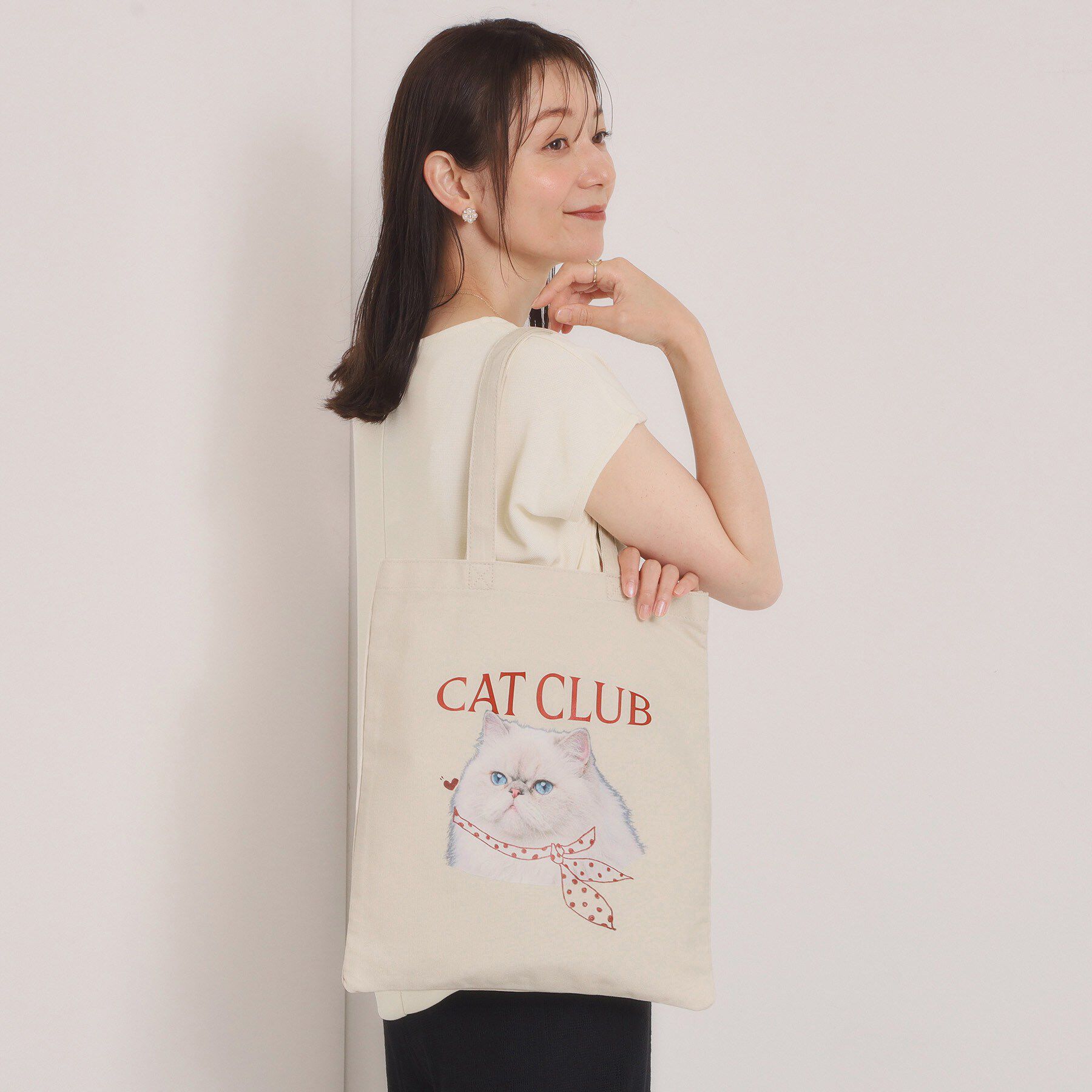 ITS&rsquo;DEMO「CAT CLUBキャンバストート」|トートバッグ|レッド(163)