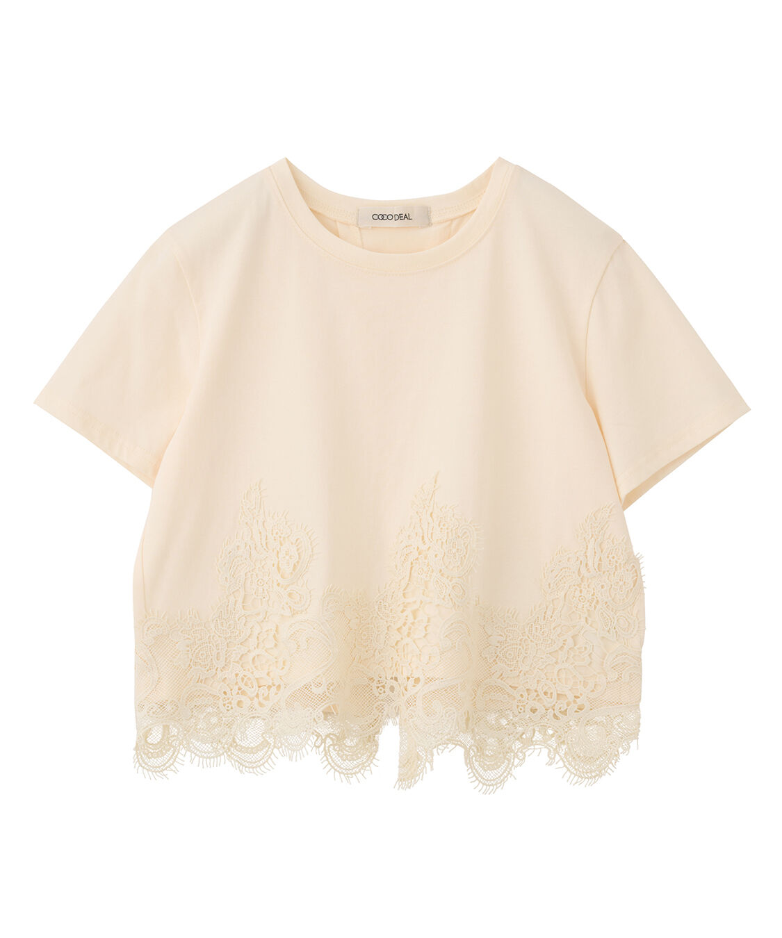 COCO DEAL「レースドッキングTシャツ」|Tシャツ・カットソー|アイボリー