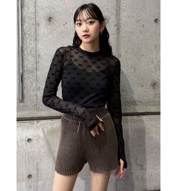 MURUA「フロッキーモノグラムシアートップス」|Tシャツ・カットソー|